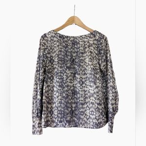 H&M Size S Long Sleeve Blouse | Abstract Print in Tan and Black